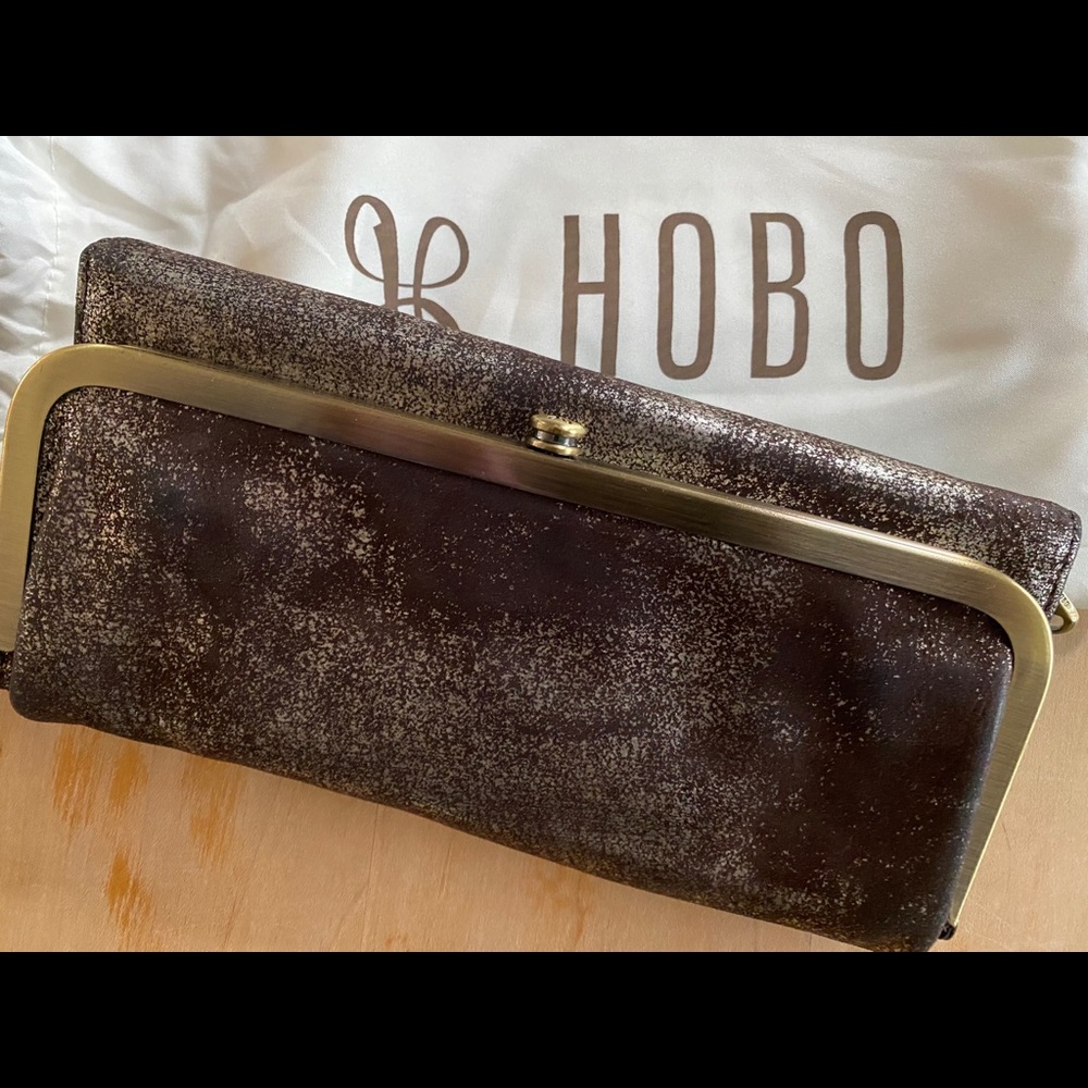 Hobo metallic leather clutch